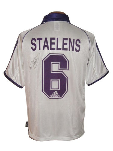 RSC Anderlecht 1999-00 Home shirt M #6 Lorenzo Staelens *signed*